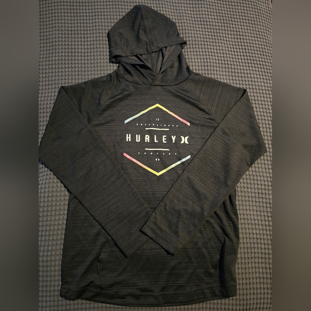 Hurley Black Hoodie with Multicolor Accents